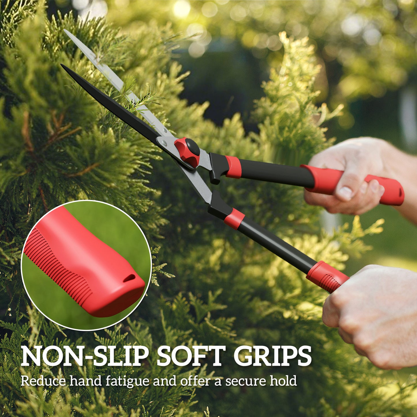 Outsunny Garden Shears, 63.5cm Heavy Duty Hedge Shears with Sharp Blades, Comfort Grip & Tension Adjuster for Hedges, Shrubs & Bushes, Easy Trimming