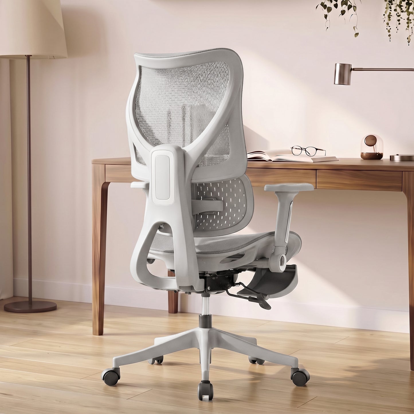 HOMCOM Ergonomic Office Chair with Lumbar Support, Mesh Reclining Desk Chair with Footrest, Adjustable High Back, Grey