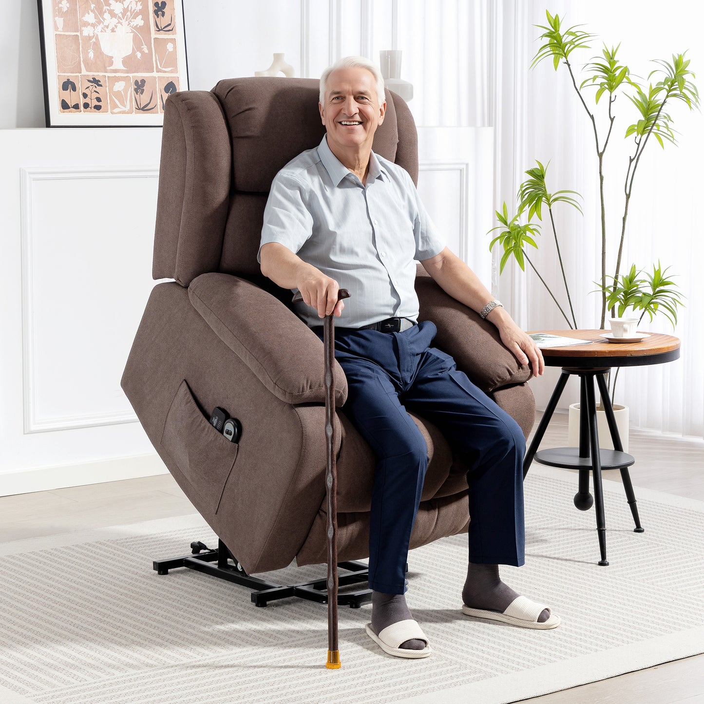 HOMCOM Eight-Point Massage Electric Lift Chair - Dark Brown