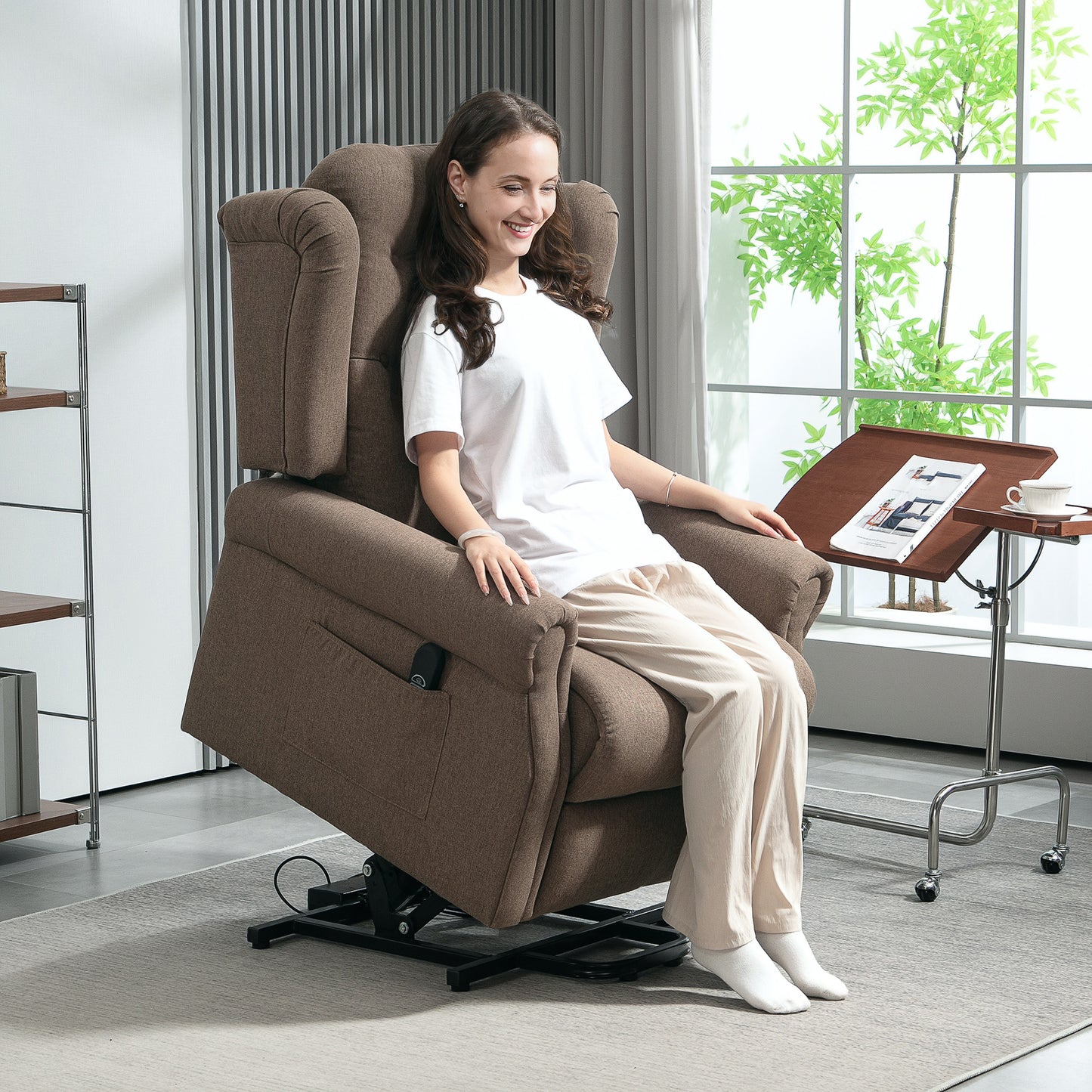 HOMCOM Power Lift Recliner Chair, Electric Lift Chair for Elderly Dark Brown