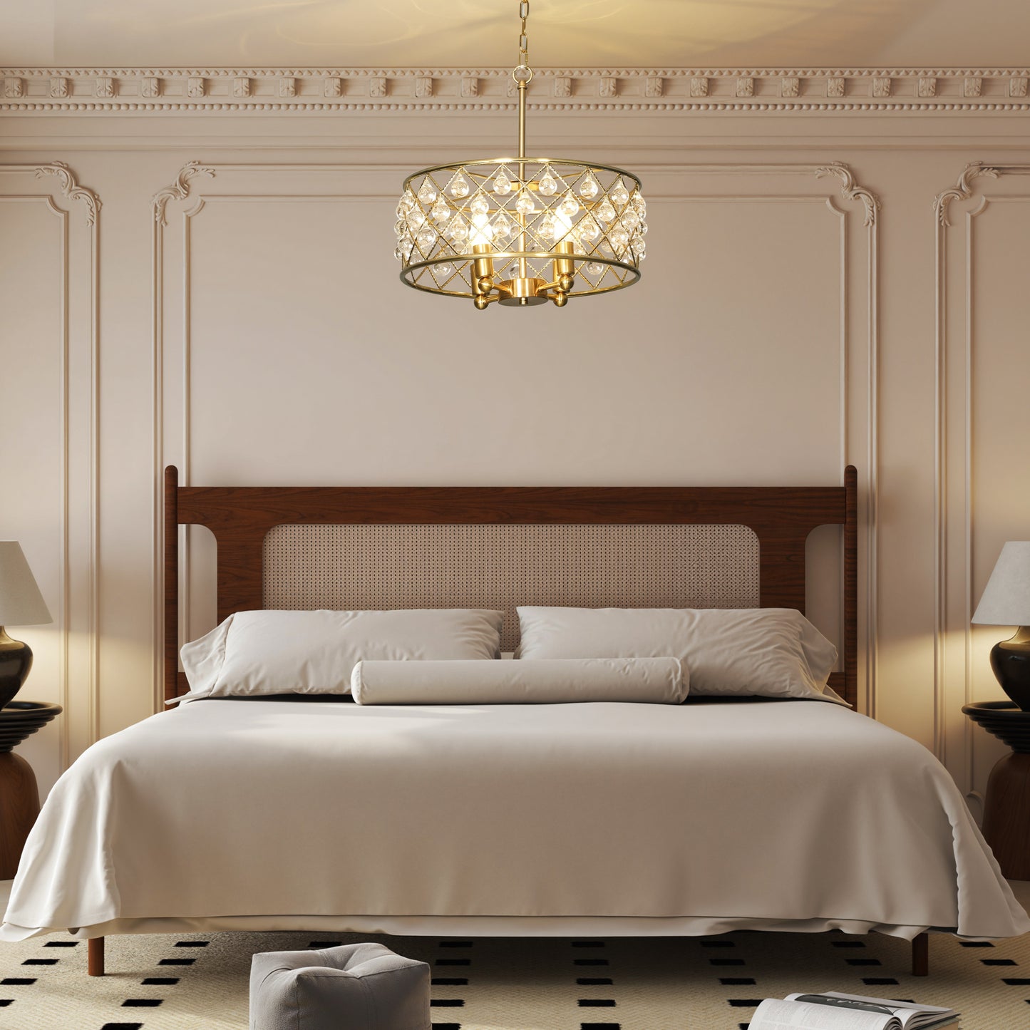 HOMCOM 51 Crystallite Four-Bulb Chandelier - Gold-Tone