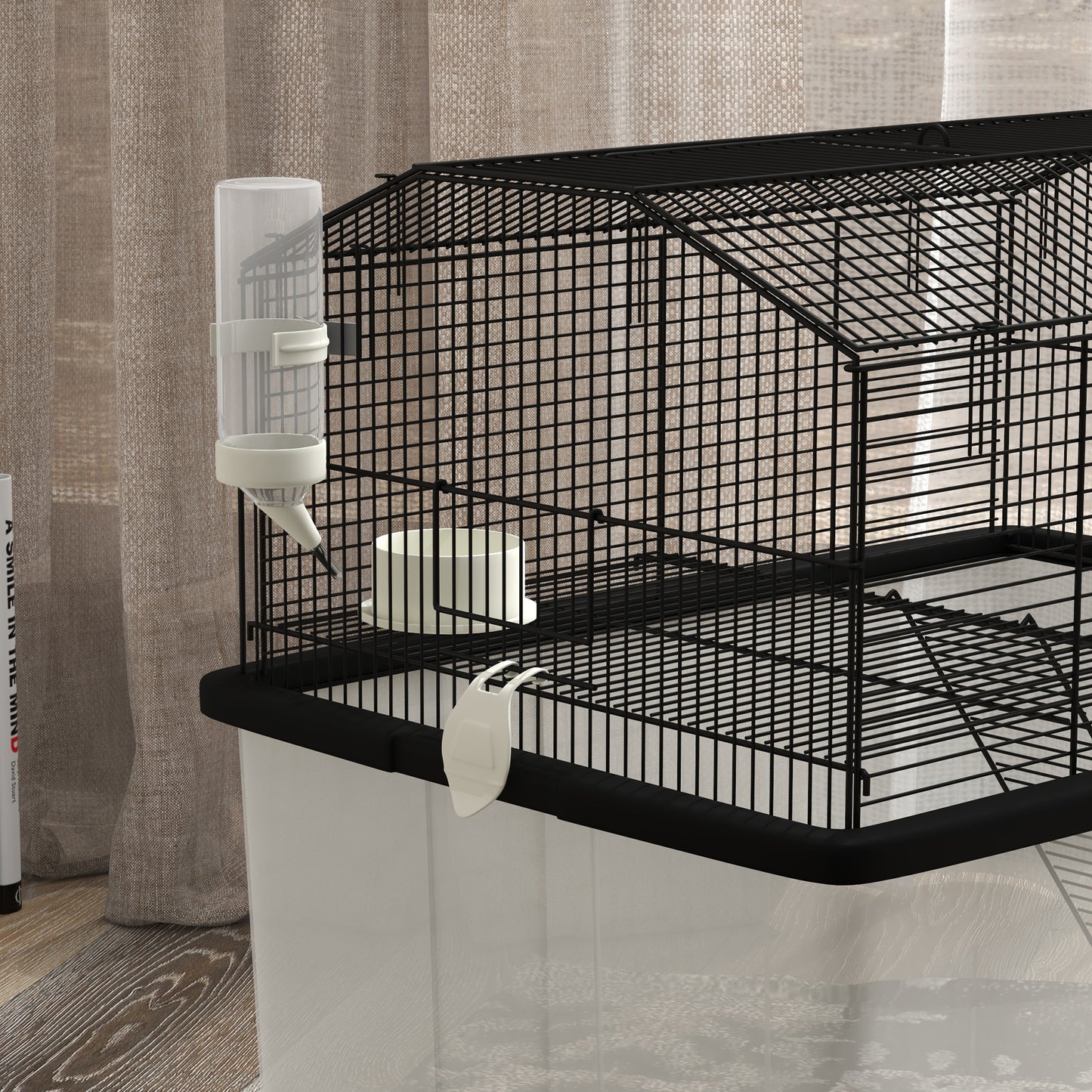 PawHut Two-Tier Gerbil Cage Hamster Cage for Dwarf Hamster Syrian Hamster w/ Wheels Deep Bottom Food Dish Water Bottle