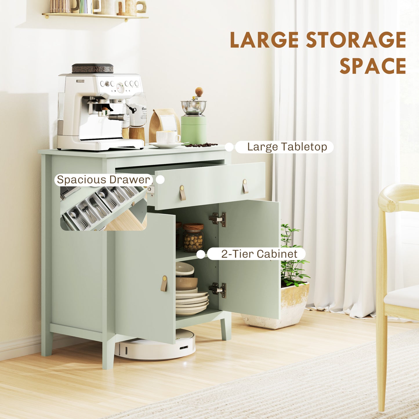 HOMCOM Sideboard for Living Room - Light Green