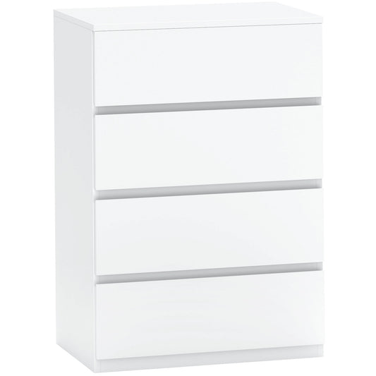 HOMCOM Chest of Drawers, 4-Drawer Storage Cabinets, Modern Dresser, Storage Drawer Unit for Bedroom - White
