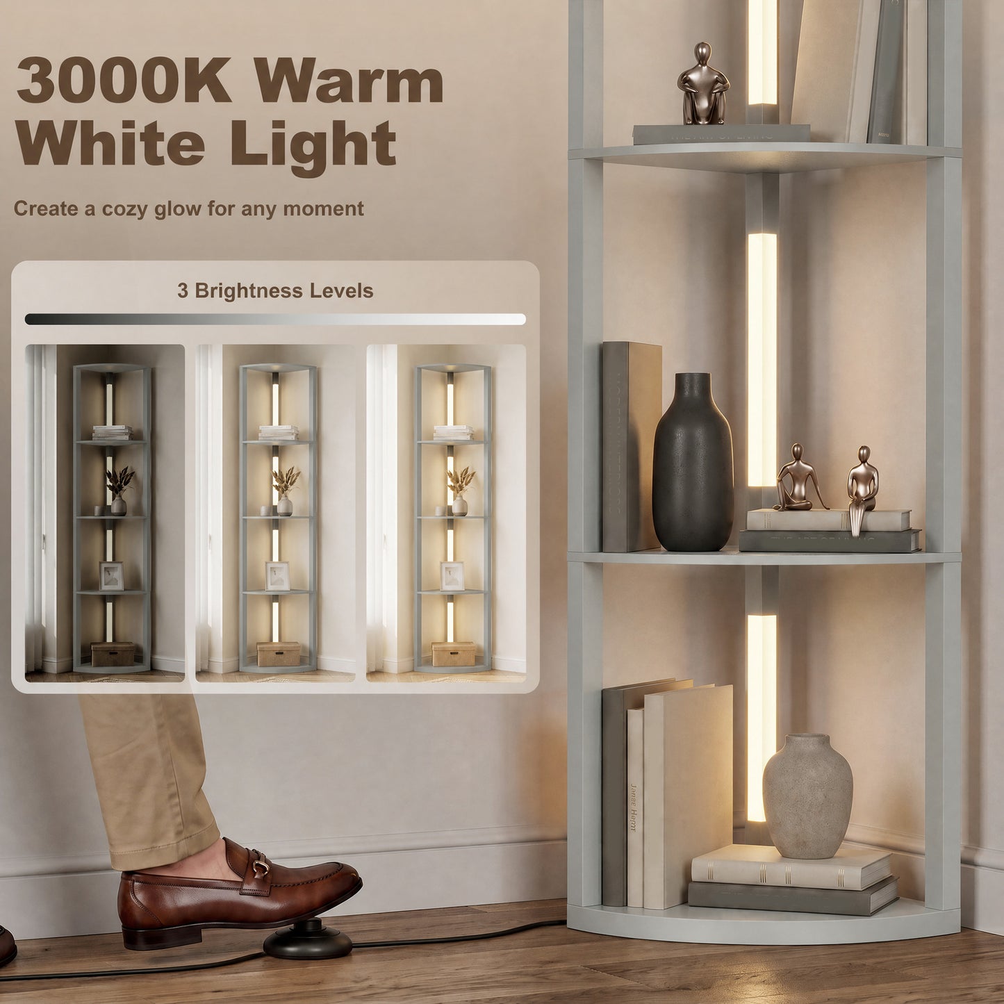 HOMCOM 4-Tier Corner Floor Lamp