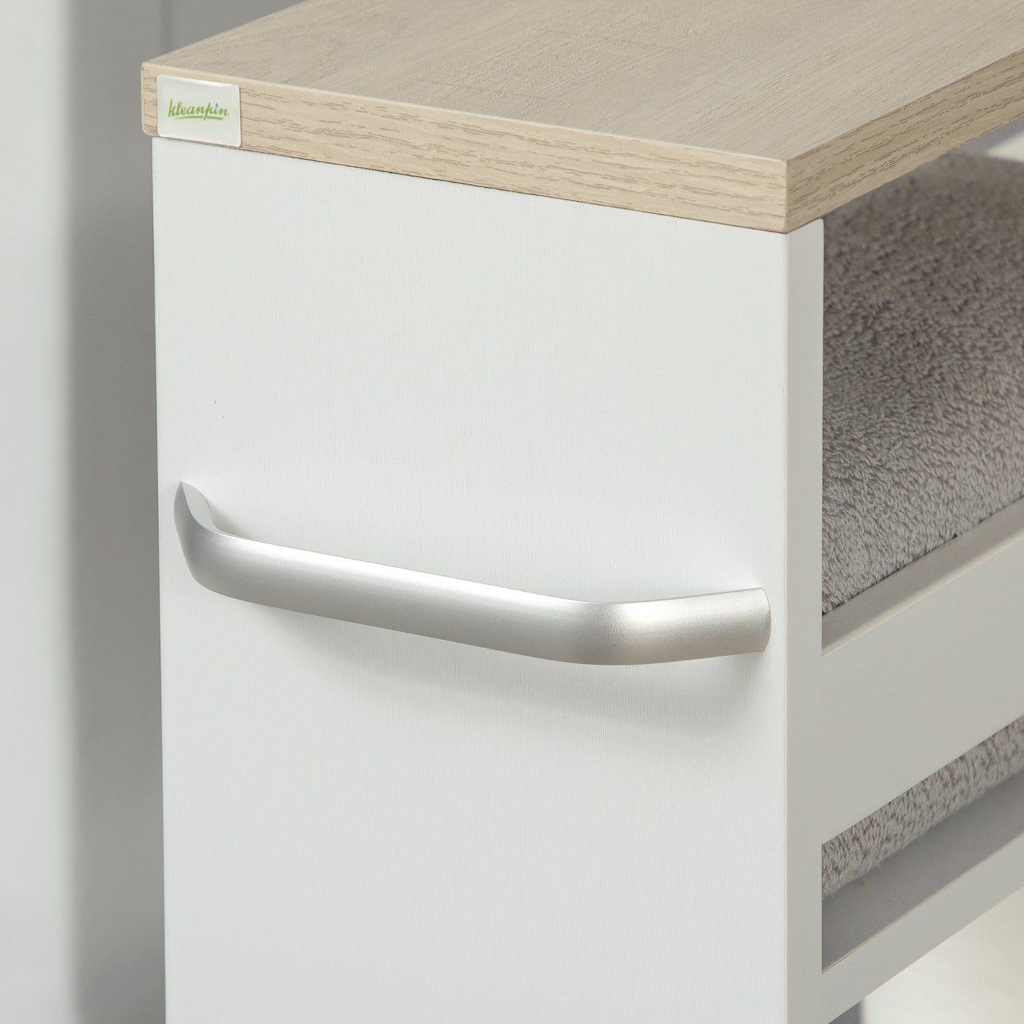 kleankin 3-Tier storage trolley rolling storage cart shelf for narrow kitchen bathroom laundry office with handle - 48 x 15 x 80 cm white