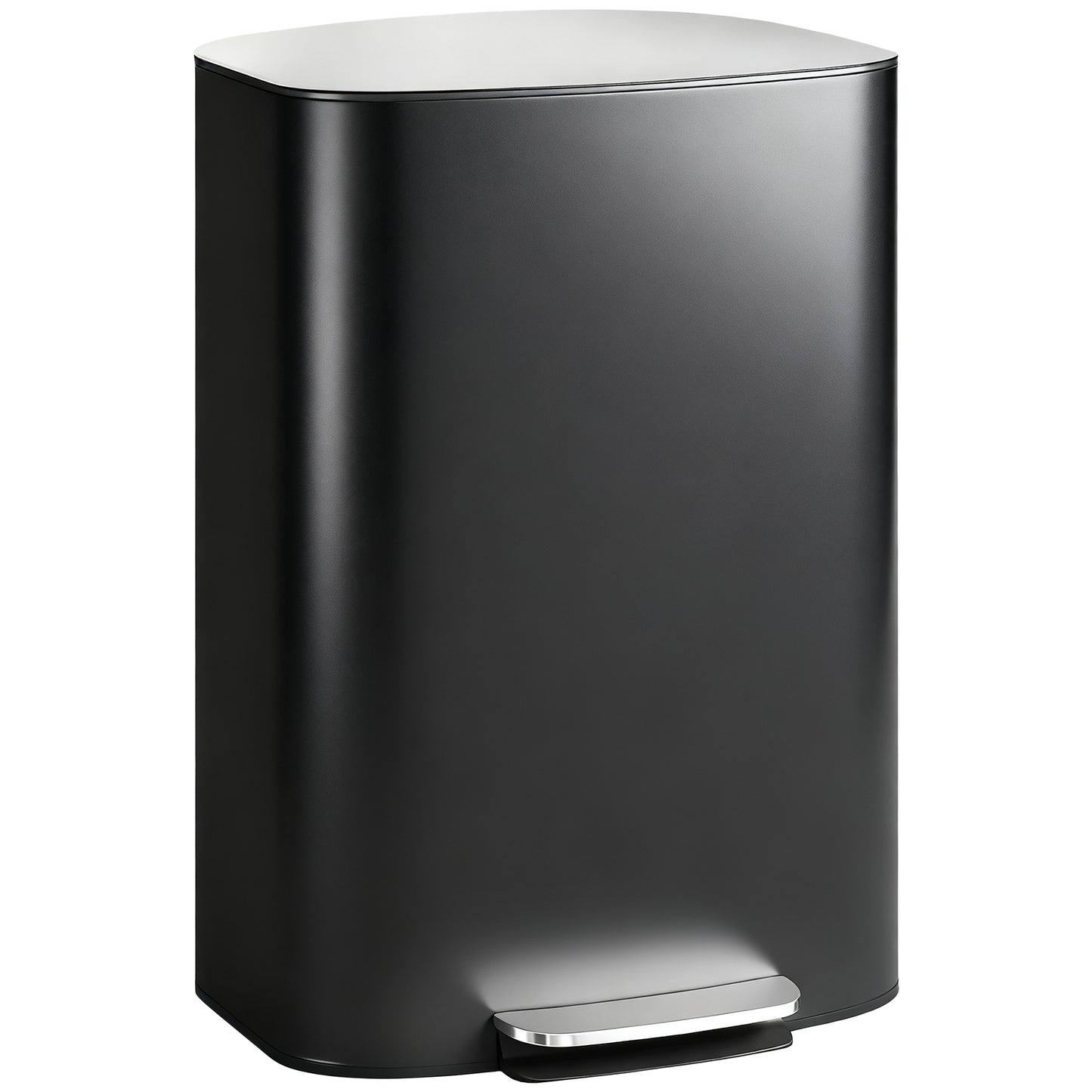 HOMCOM 50L Kitchen Bin with Soft-Close Lid, Stay-Open Function, Removable Inner Bucket, Carry Handle, Stainless Steel Pedal Bin, Black