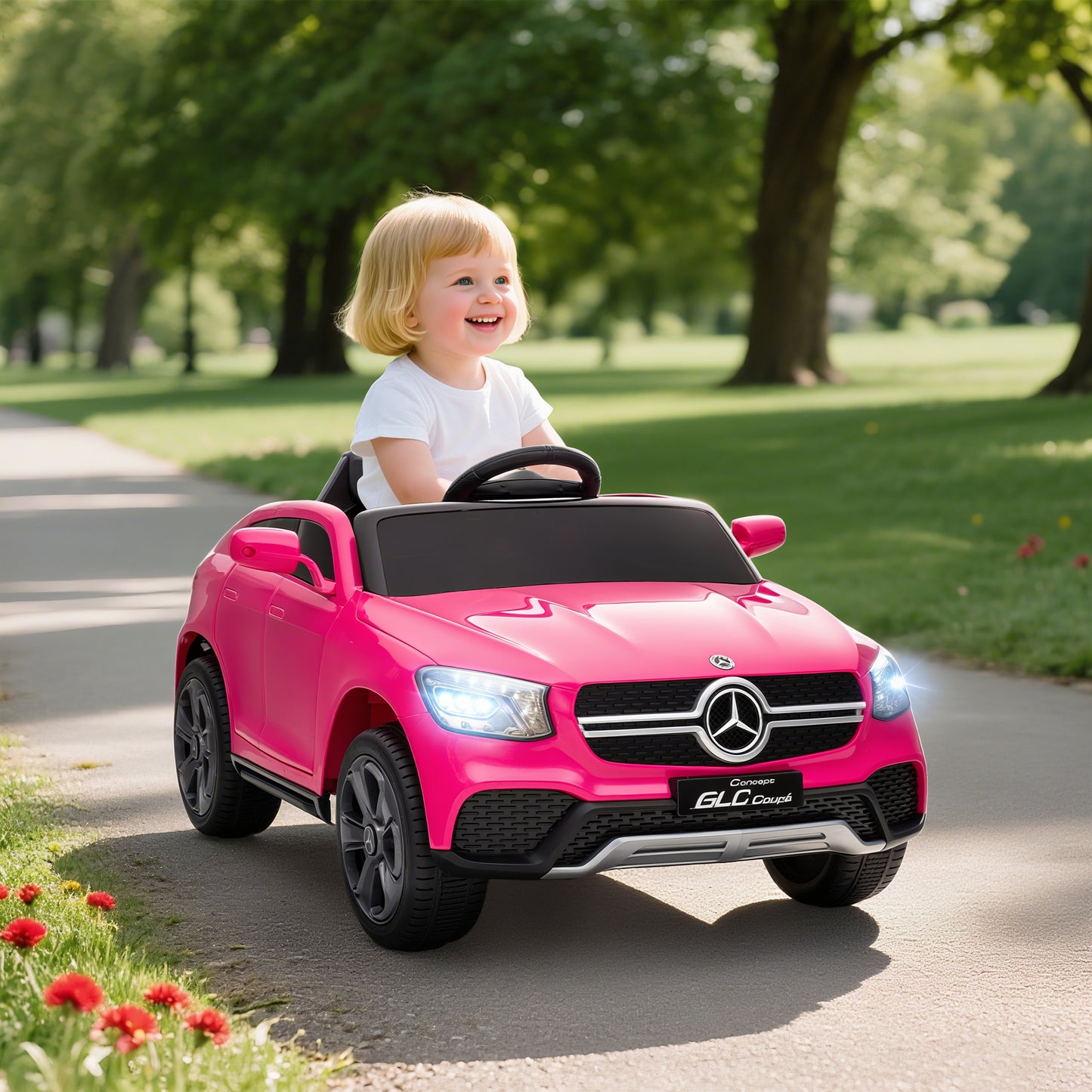 AIYAPLAY Mercedes-Benz GLC Licensed Kids Ride on Car with Remote Control, Soft Start, MP3, LED Headlights, Pink