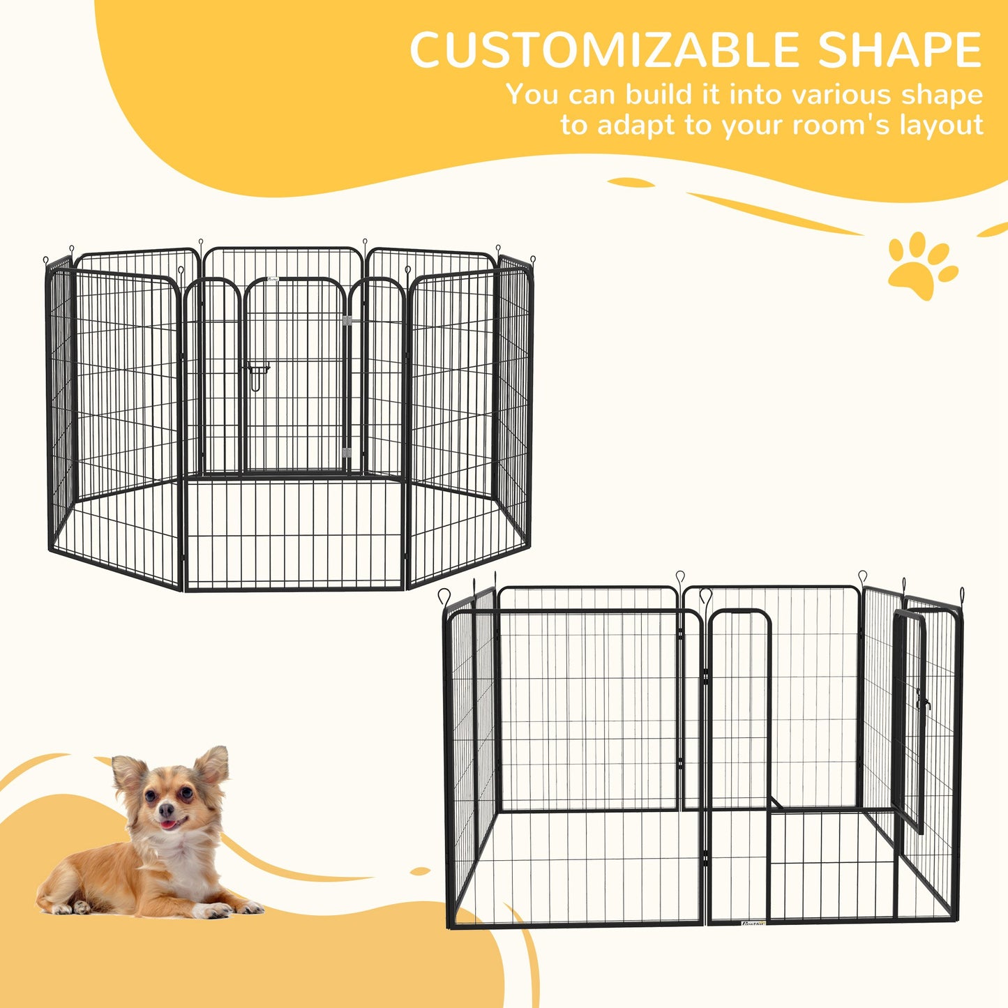 PawHut 4 Sizes Dog Pens Pet Puppy PlayPen Rabbit Puppy Cage Folding Run Fence Garden Metal Hutch