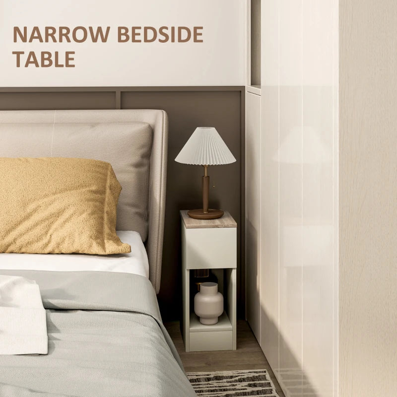 HOMCOM Set of Two Modern Storage Bedside Tables - White