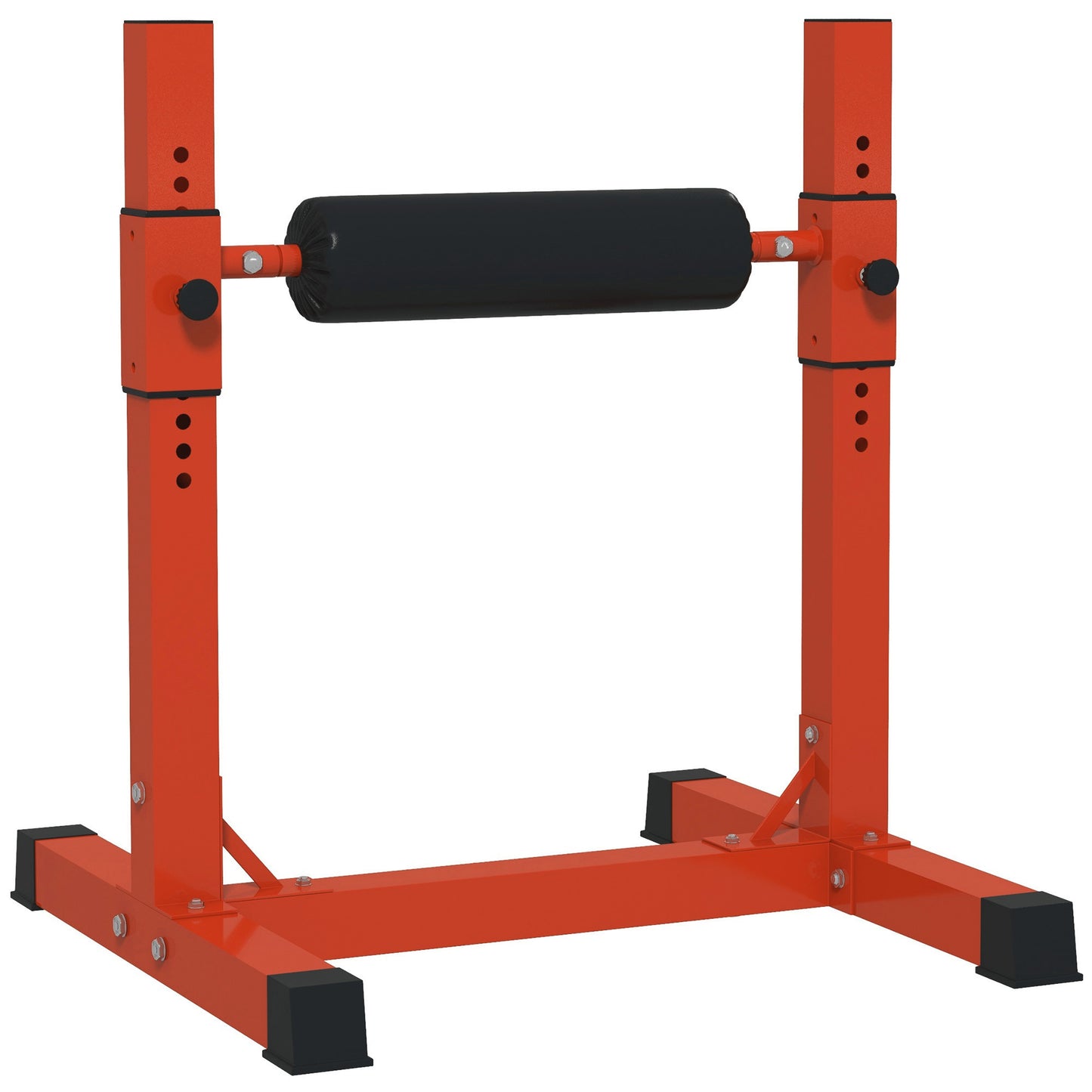 SPORTNOW Bulgarian Split Squat Stand, 12-Level Adjustable Single Leg Squat Machine with Foam Roller & Anti-Slip Pads for Lower Body Training, Red
