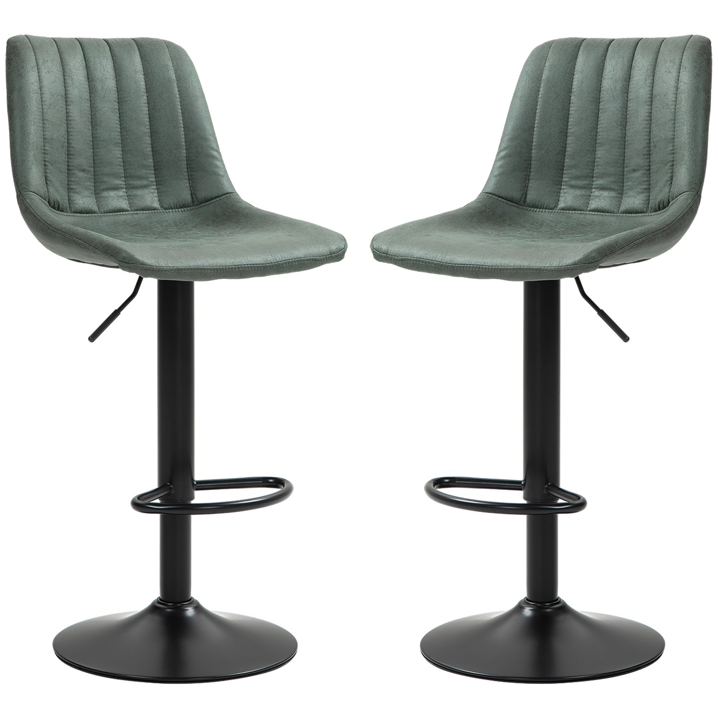 HOMCOM Set of Two Retro Tub Bar Stools - Green