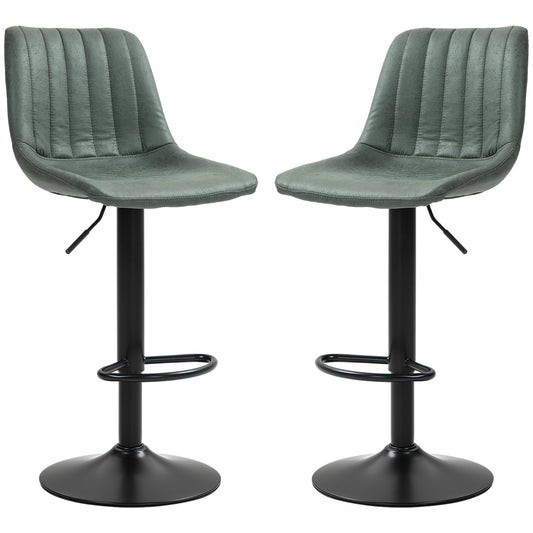 HOMCOM Set of Two Retro Tub Bar Stools - Green