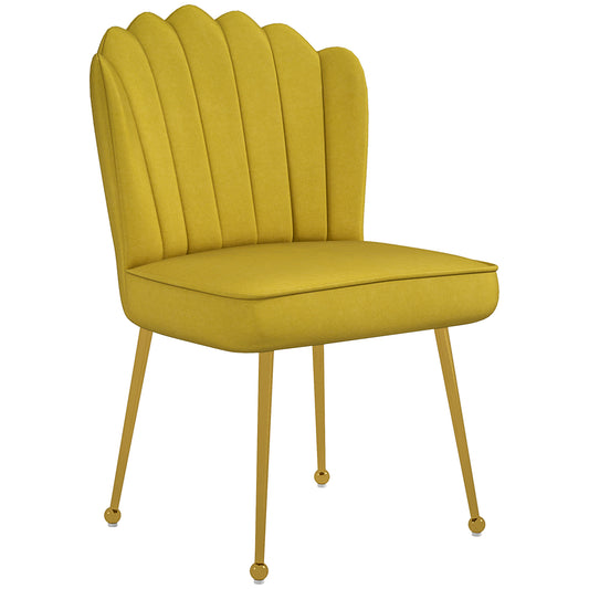 HOMCOM Velvet-Feel Shell Accent Chair - Yellow