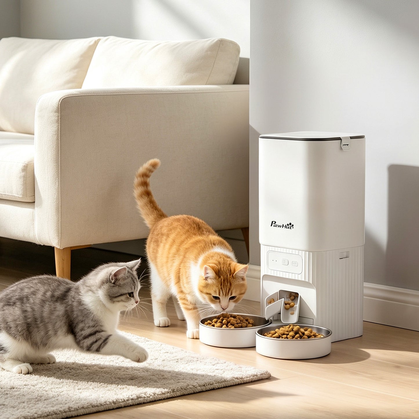 PawHut 7L Automatic Cat Feeder with App Control, 2.4G/5G WiFi, Timer, 15 Meals/Day, Dual Power, 10s Voice Recording, Anti-Clog