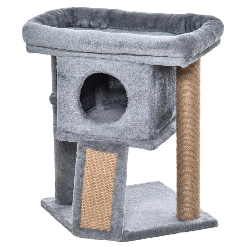 PawHut Cat Tree Tower for Indoor Cats Climbing Activity Center Kitten Furniture Grey