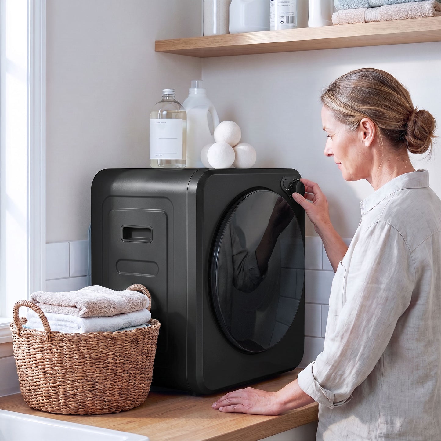 HOMCOM 4kg Front Load Laundry Dryer, Portable Clothes Dryer with 2 Power Modes, 400W/800W, Black