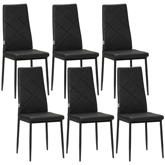 HOMCOM Faux Leather Dining Chairs Set of 6 - Black