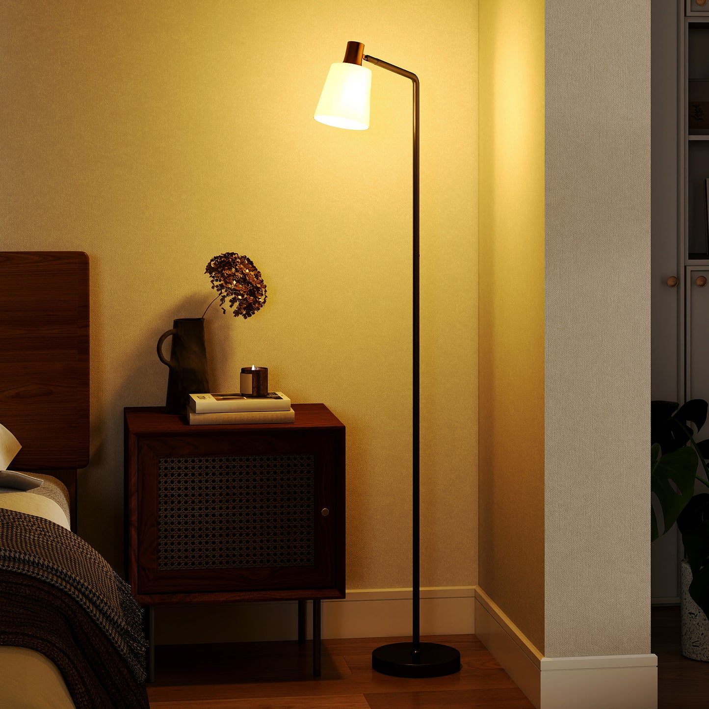 HOMCOM Floor Lamp with 350° Rotatable Head, Modern Standing Lamp with 3000K/4000K/6500K Colour Temperatures, Black