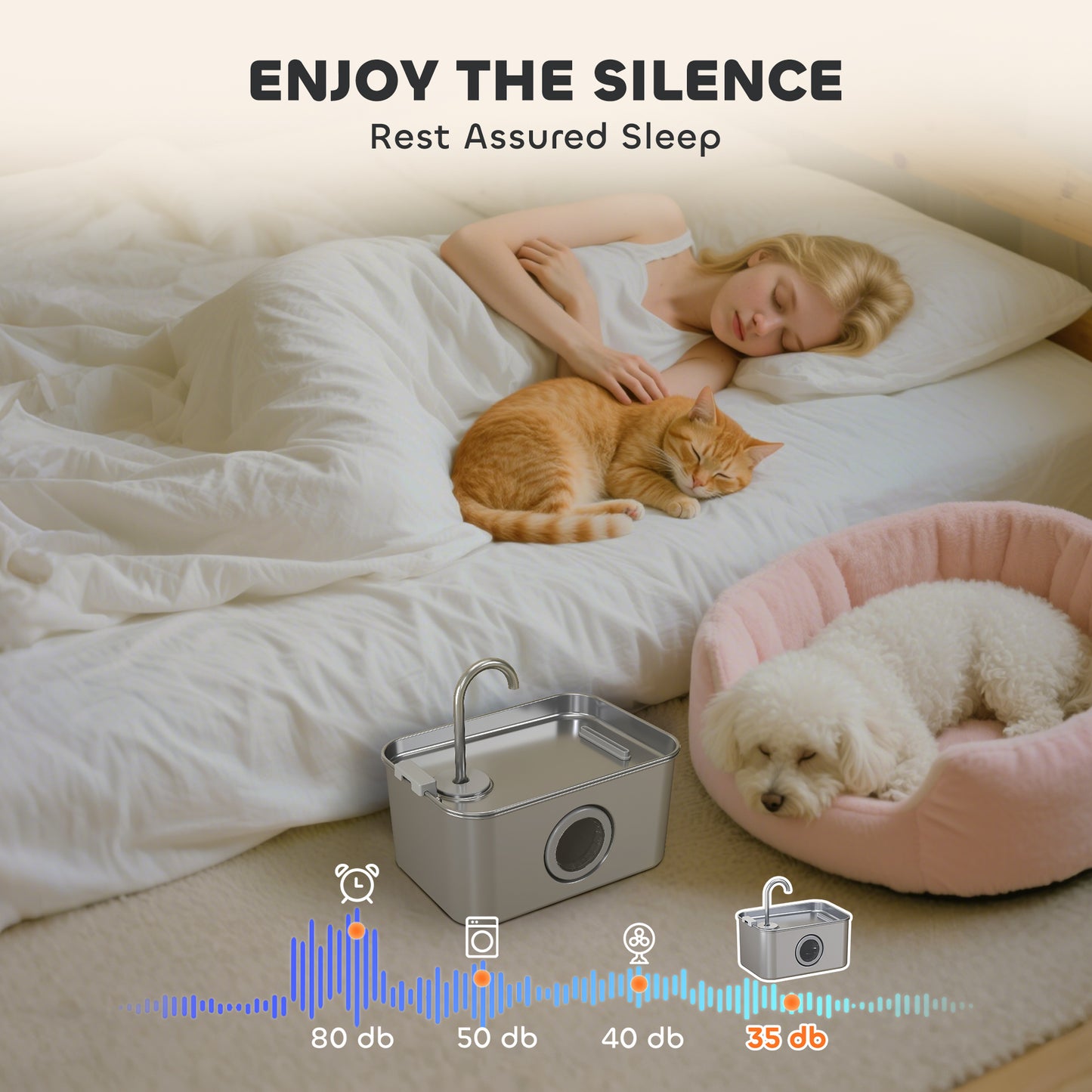 PawHut 3.2L Cat Water Fountain for Drinking, Cat Fountain Stainless Steel with Visible Water-Level Window, Ultra-Silent Pump