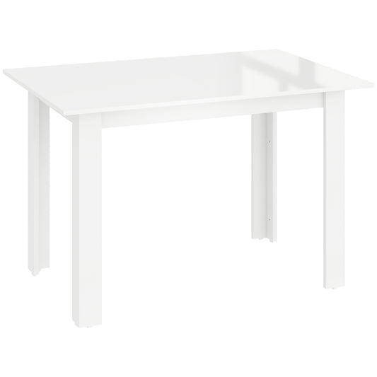 HOMCOM Extendable Dining Table, 120-160 x 70cm Rectangular Kitchen Table for Small Spaces, Seats 4-6 People, High Gloss White
