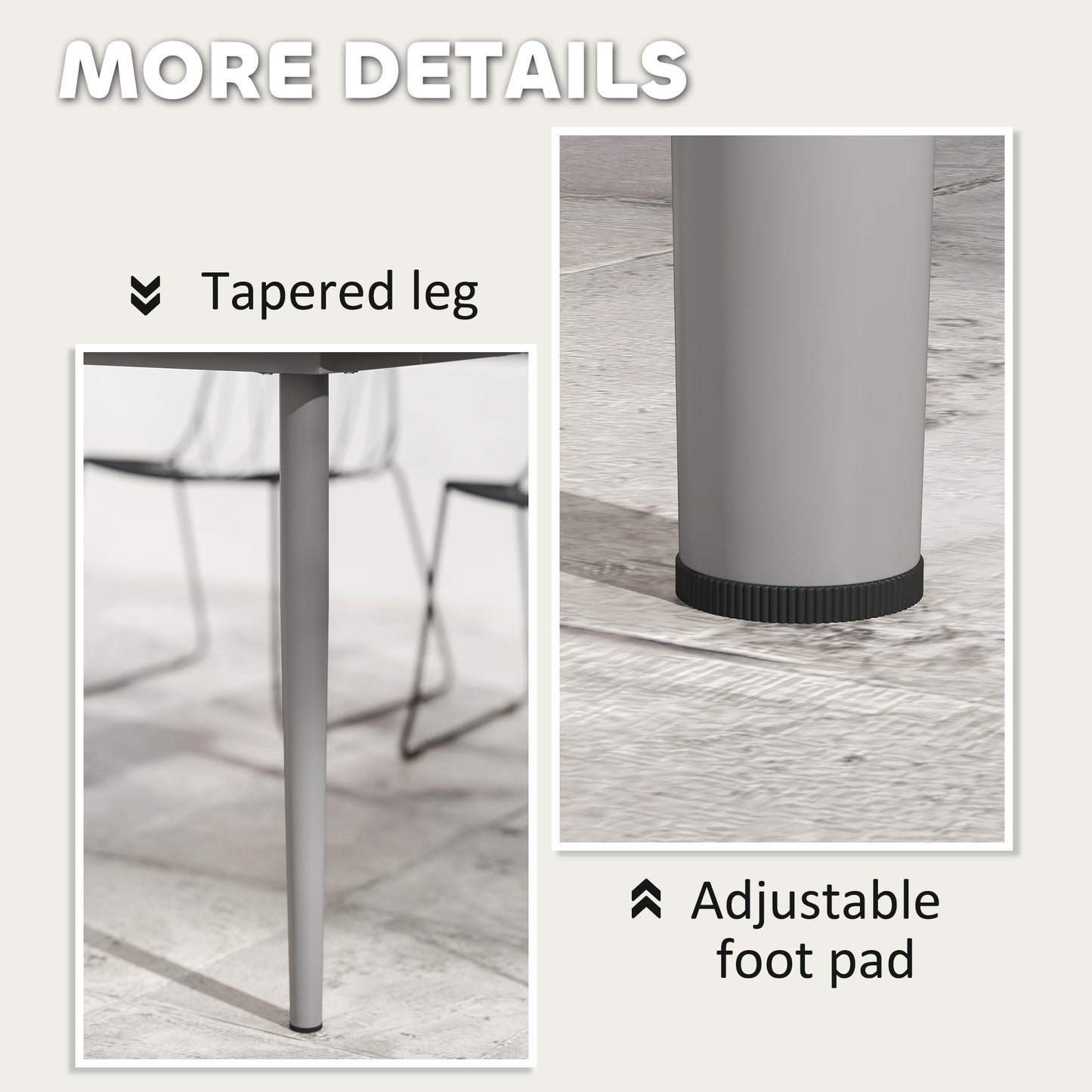 Outsunny Garden Table, Outdoor Dining for 6, Rust-Resistant Metal Frame, WPC Top, 160x90x74 cm, for Balcony/Terrace, Light Grey