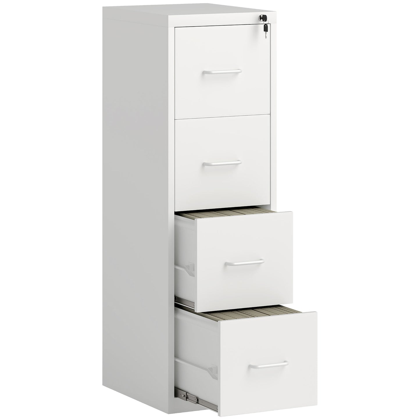 HOMCOM Four-Drawer Modern Steel Filing Cabinet - White