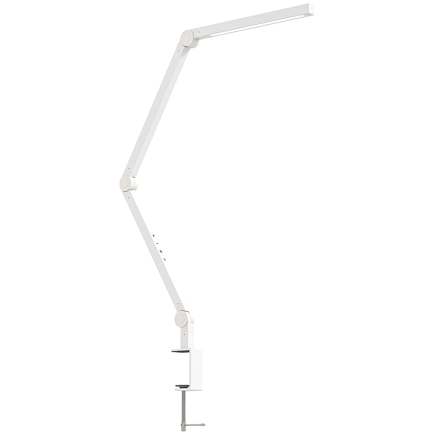 HOMCOM LED Desk Lamp, Dimmable with Swing Arm & Clamp, Adjustable Eye-Caring Light, 2 Colors & 5 Brightness Levels for Office, Study, Task, White