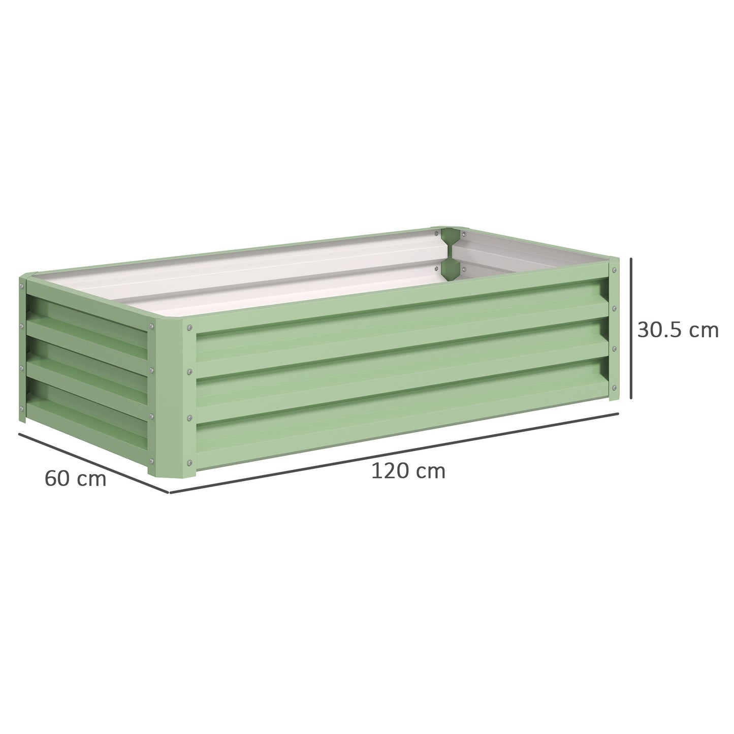 Outsunny Raised Beds for Garden, Galvanised Outdoor Planters, for Herbs and Vegetables, Use for Patio, Garden, Balcony, Green