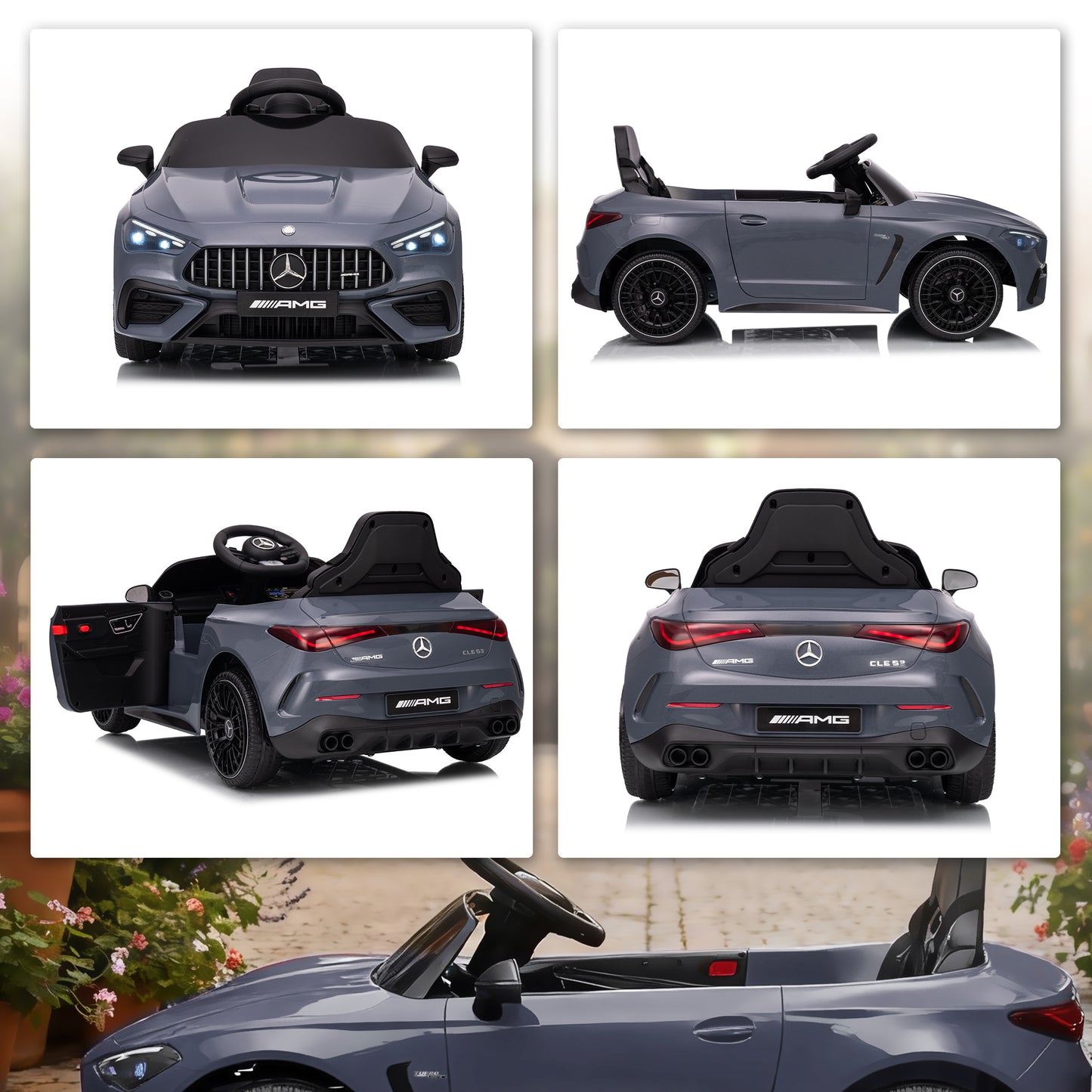 AIYAPLAY Licensed Mercedes AMG Kids Electric Car, 12V Ride On Car with Dual Motors, Remote Control for 3-6 Years, Grey