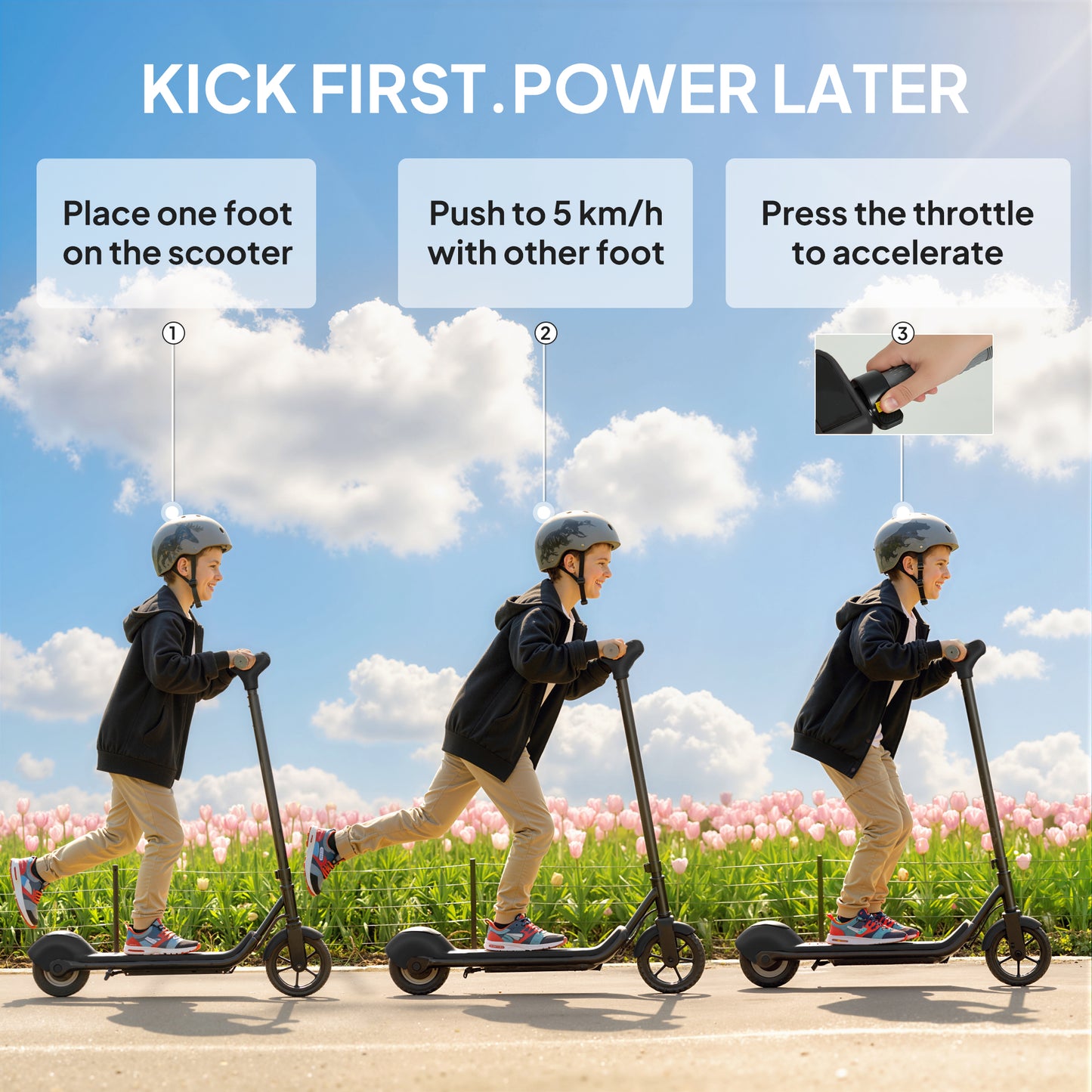 SPORTNOW Electric Scooter for Kids, with LED Display, Green