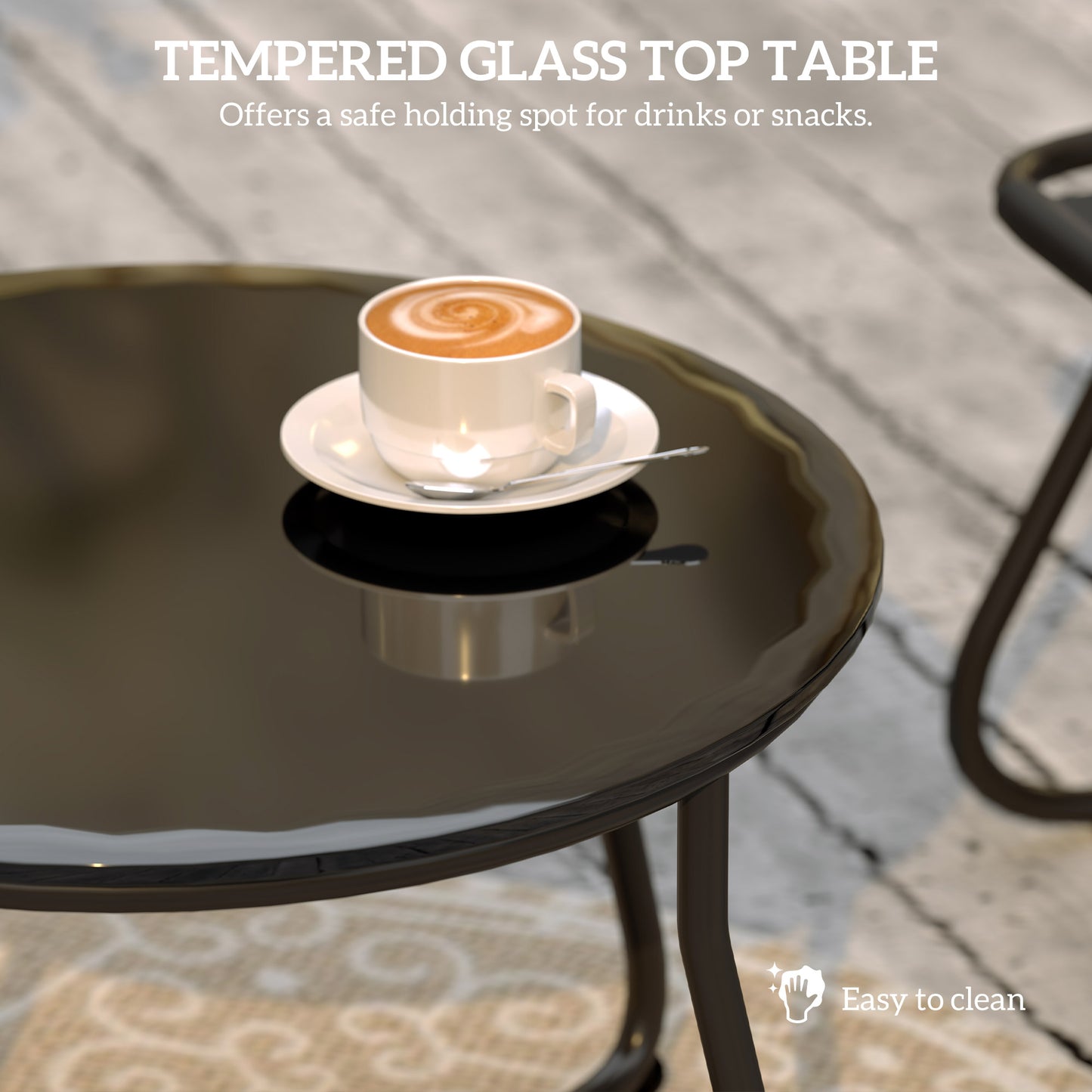 Outsunny 4 Seater Garden Furniture Set with Loveseat Sofa, Chairs, Glass Coffee Table, Cushions, Steel Outdoor Sofa, Grey