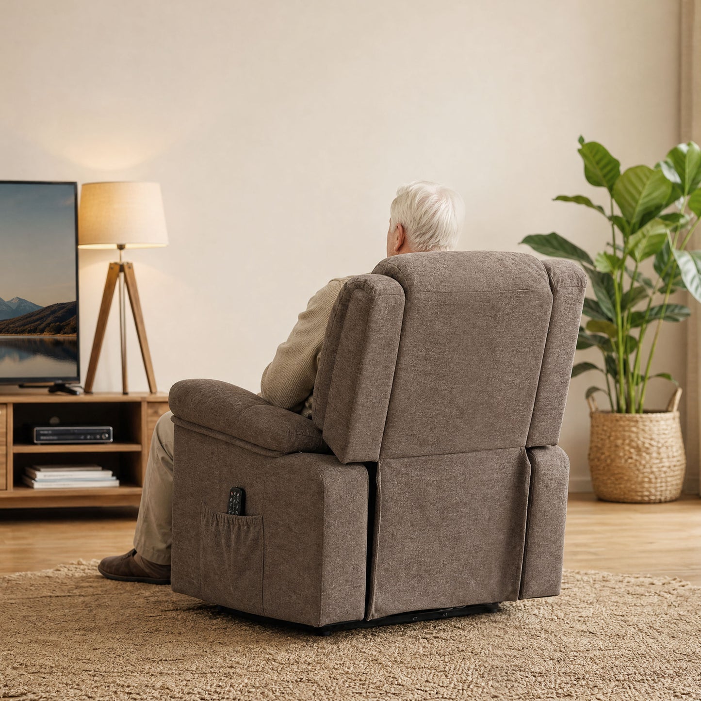 HOMCOM Oversized Riser Recliner Chair with Massage and Heat, Power Lift Recliner for Elderly with Wide Seat and Back, Brown