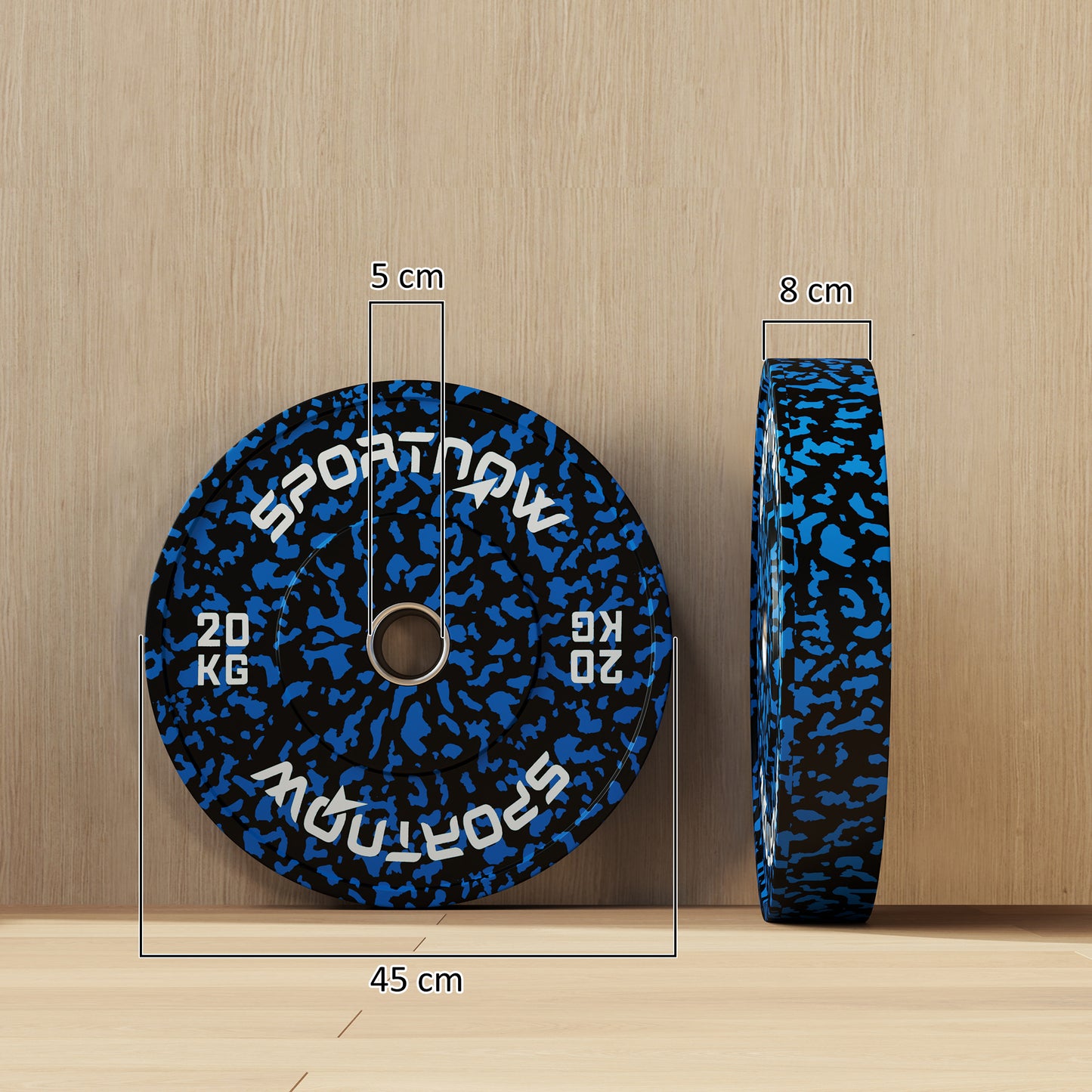 SPORTNOW Olympic Weight Plates Set, 20kg Rubber Discs, 2"/5cm Holes, Home Gym Use