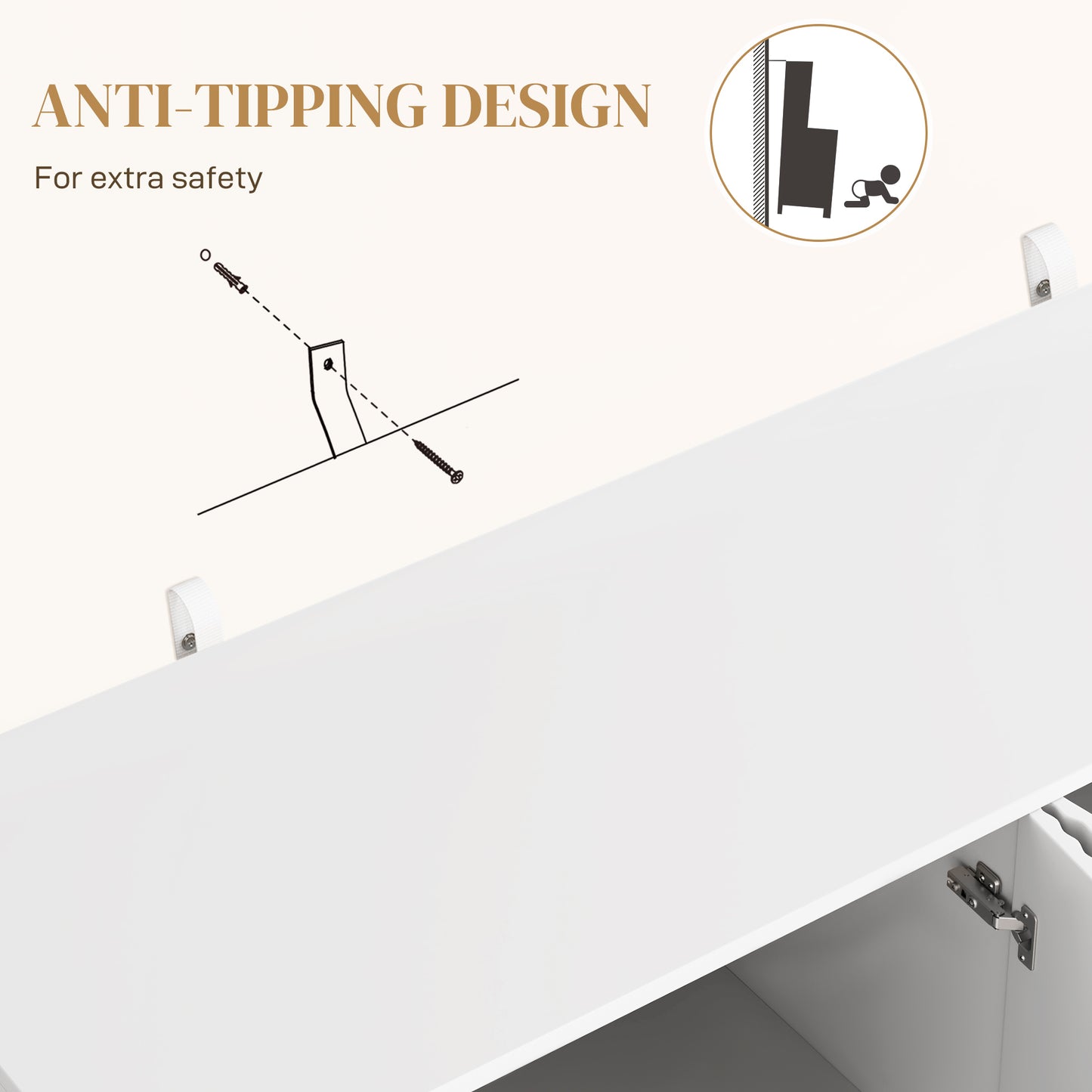 HOMCOM Sideboard Buffet Cabinet, Modern Kitchen Storage with Adjustable Shelves, Metal Legs, White