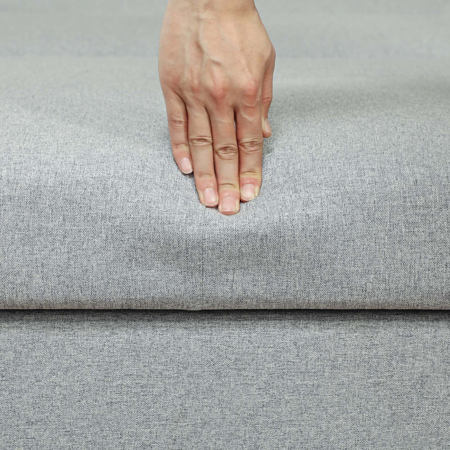 HOMCOM 2 Seater Sofa Bed, Convertible Loveseat with 2 Cushions, Hidden Storage, Modern Fabric for Living or Guest Room, Light Grey