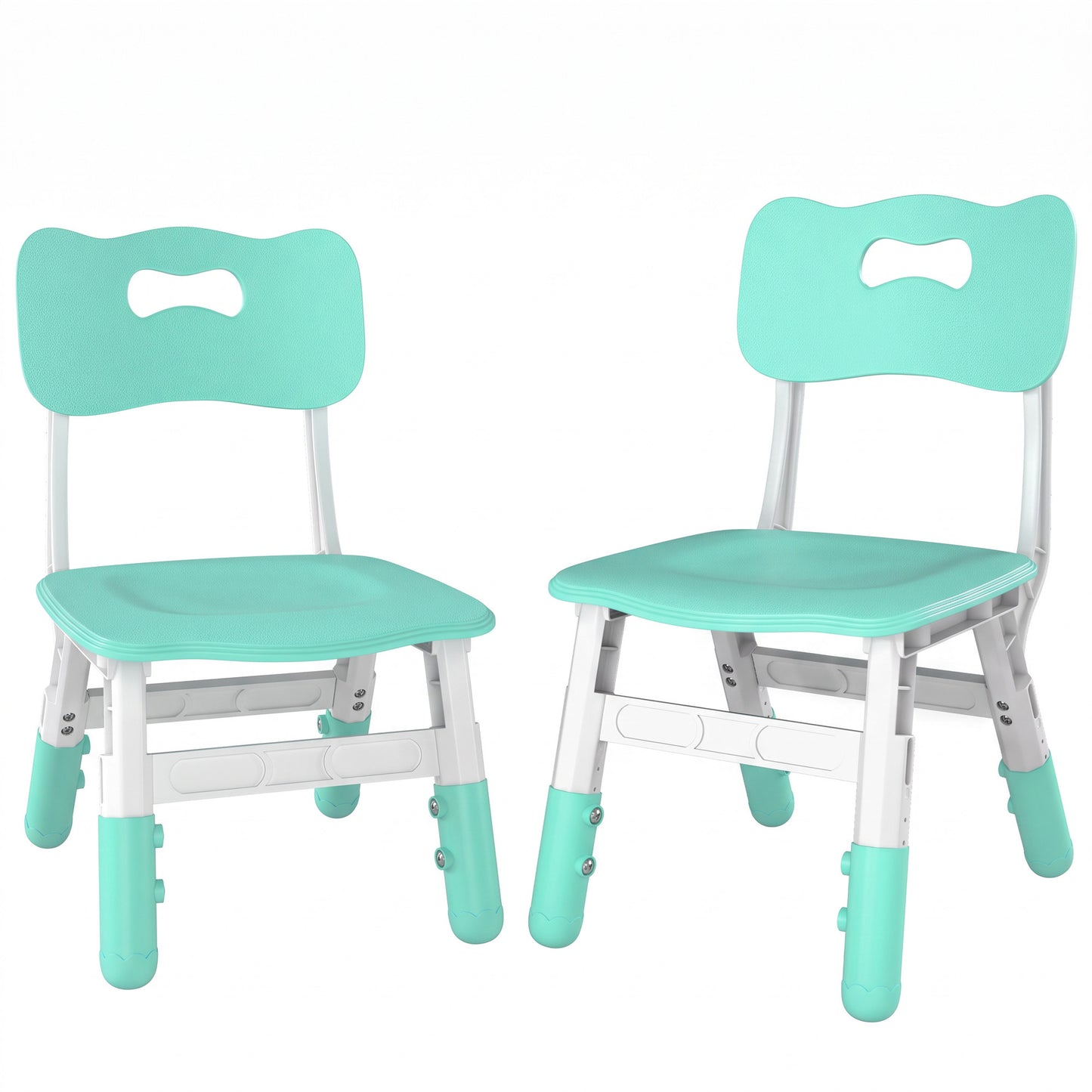 AIYAPLAY 2 PCS Kids Desk Chairs, 3 Level Height Adjustable Children's Chairs with Backrest for 1.5-8 Years, Max Load 50KG, Green