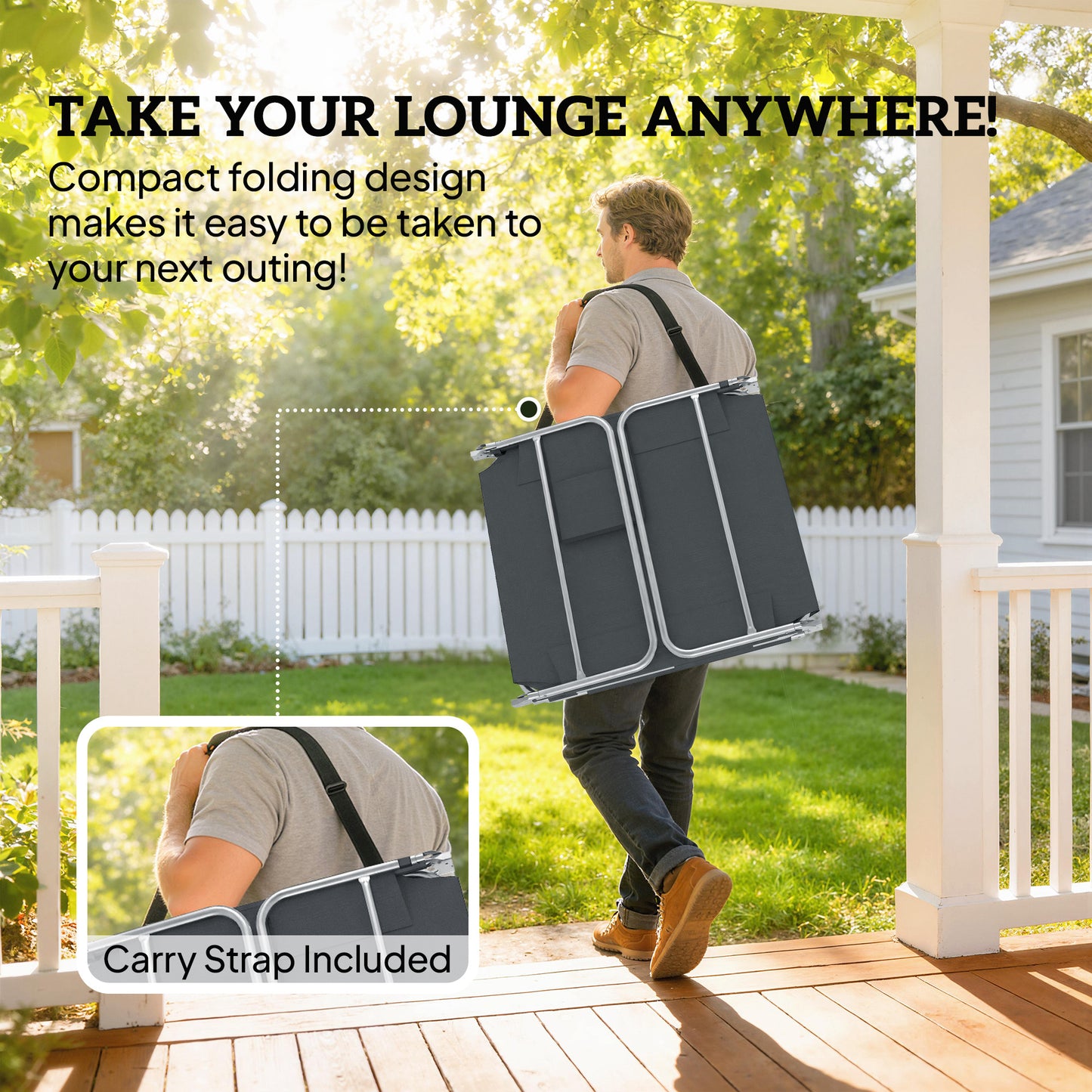 Outsunny 5-Position Adjustable Sun Loungers Set of 2 with Reading Hole and Side Pocket, Dark Grey