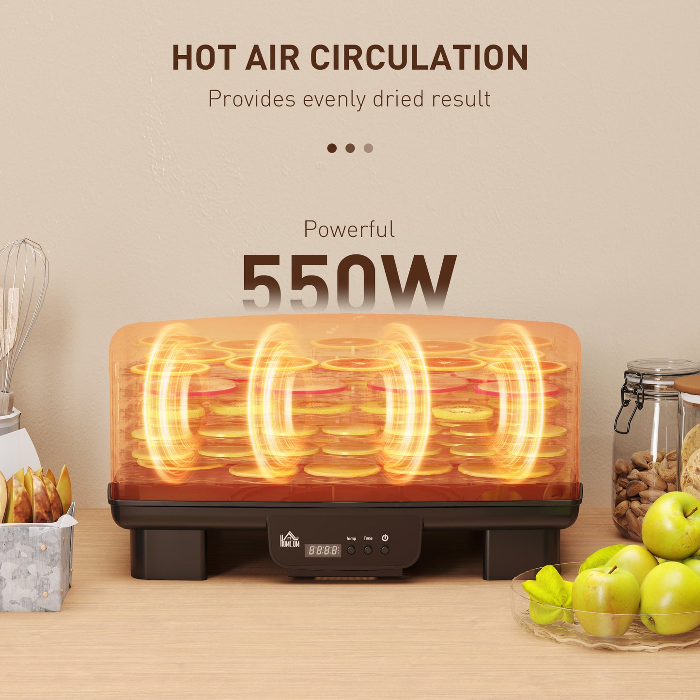 HOMCOM 40-70°C Six-Tray Food Dehydrator - Black