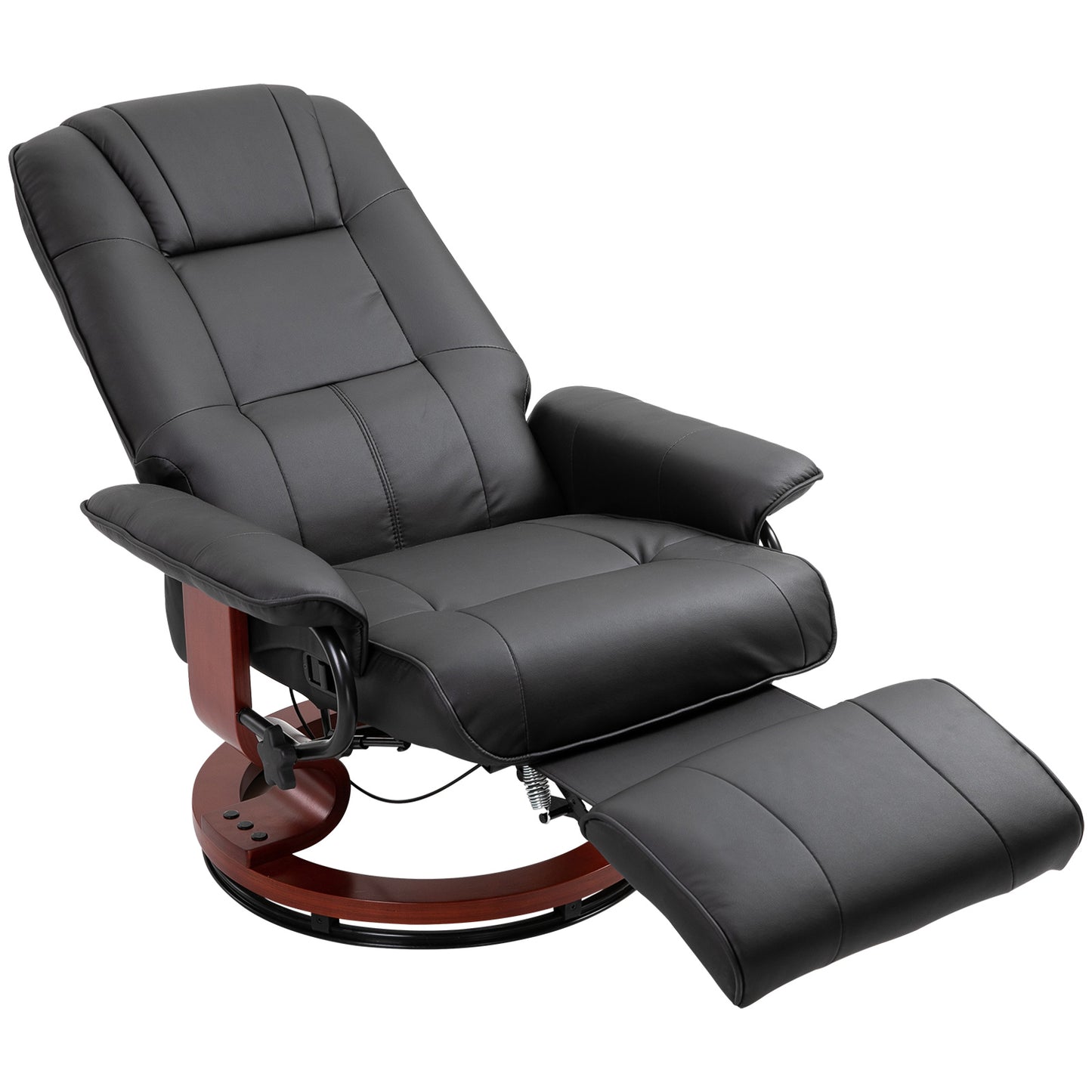HOMCOM Linen-Like Armchair, with 145° Reclining Back and Footrest - Black