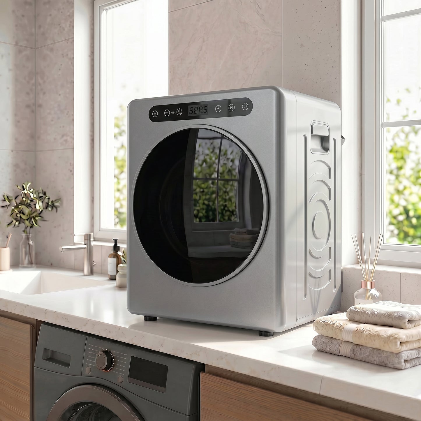 HOMCOM 5 kg Compact 40-60°C  Tumble Dryer - Silver Tone