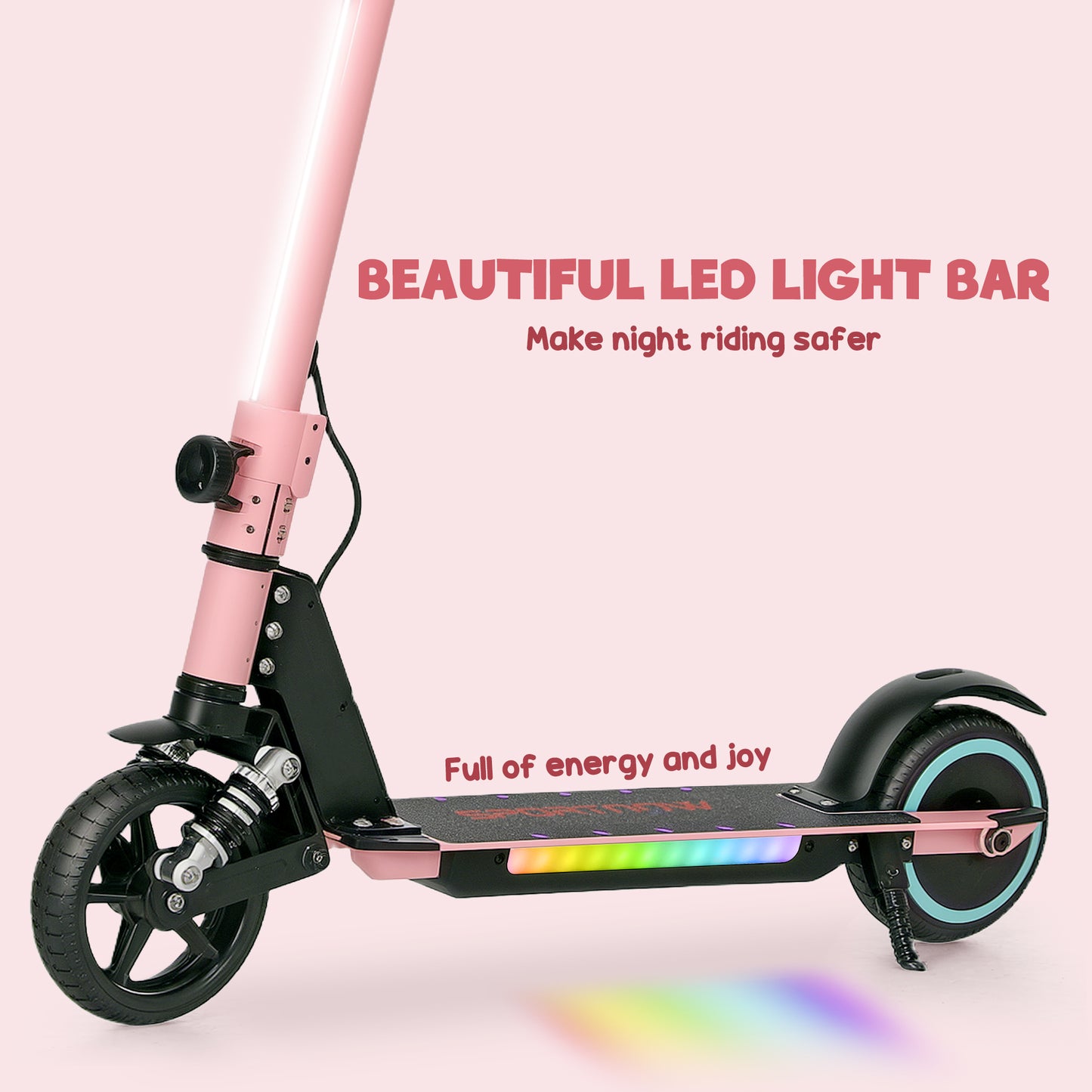 SPORTNOW Folding Kids Electric Scooter 6-14, Dual Brakes, Suspension, LED Lights, 6.8kg, 14 KM/H, Pink