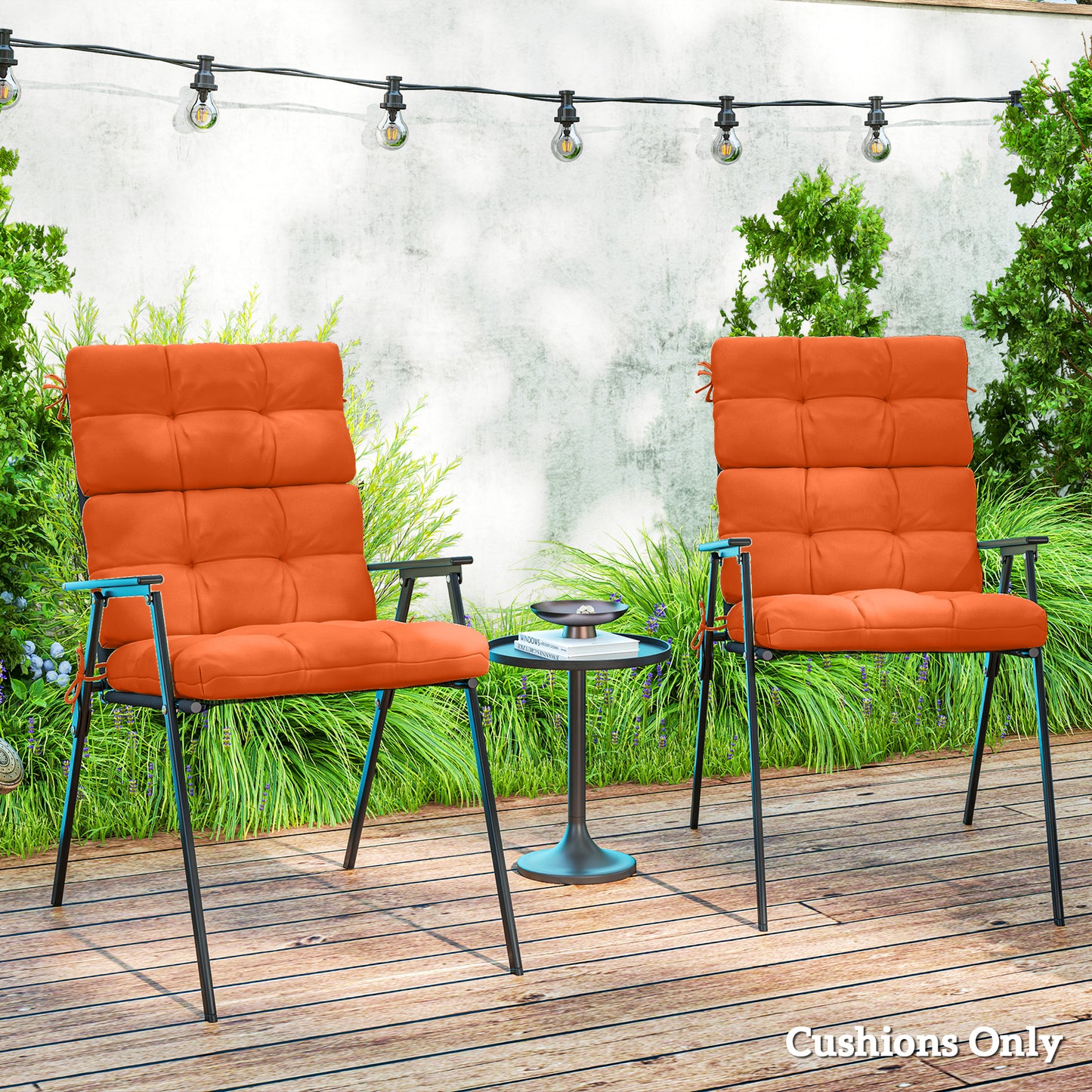 Outsunny Set of Two Padded Outdoor Seat Cushions - Orange