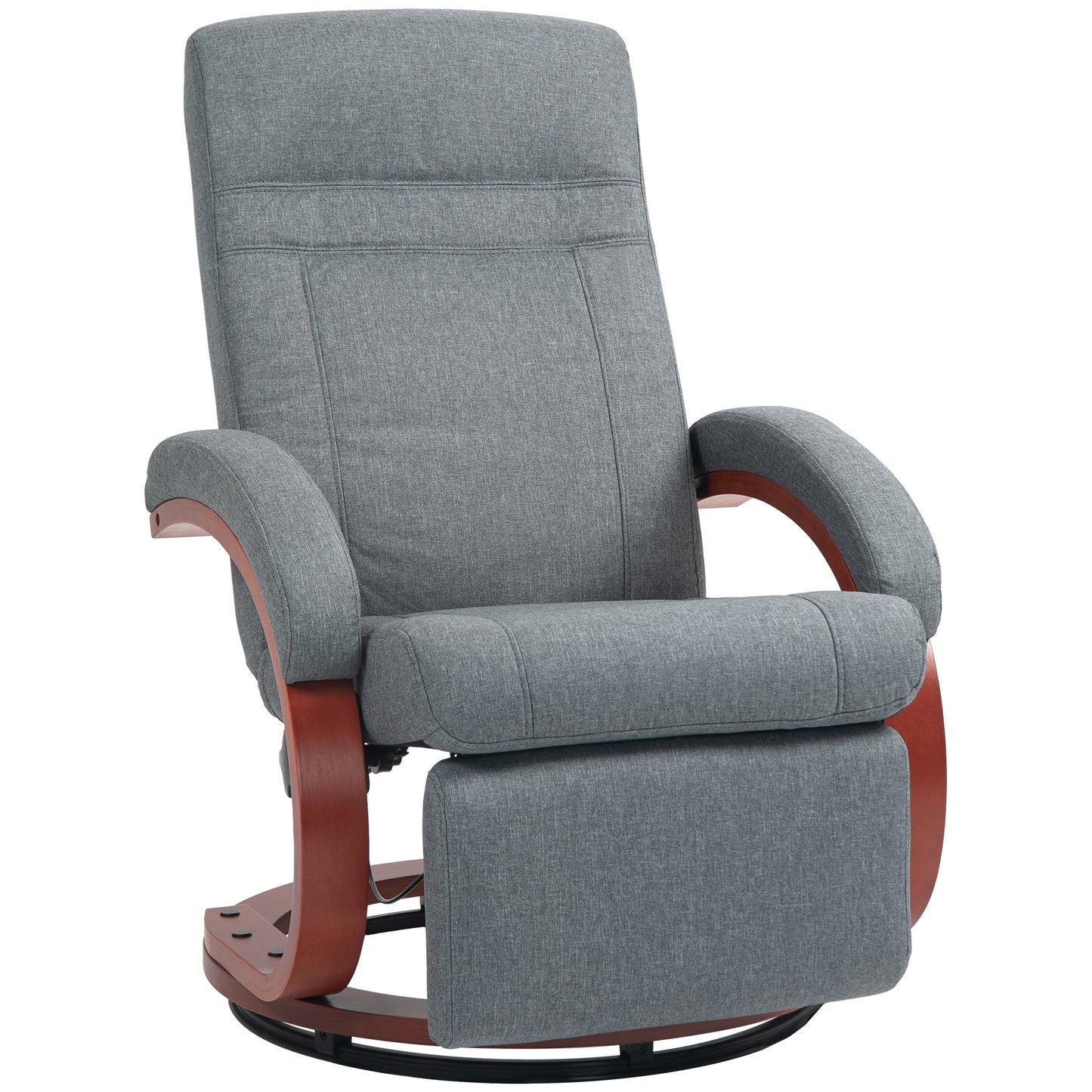 HOMCOM 135° Manual Reclining Swivel Chair, with Footrest - Grey