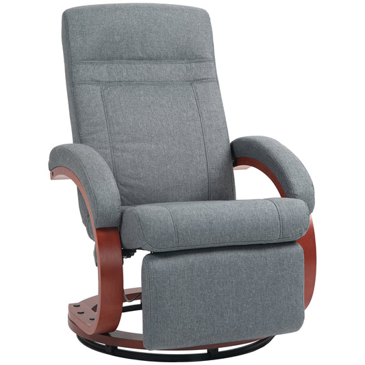 HOMCOM 135° Manual Reclining Swivel Chair, with Footrest - Grey