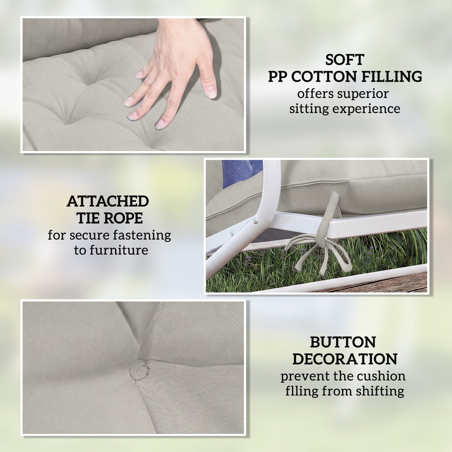 Outsunny Garden Bench Cushion, 2 Seater Swing Chair Cushion, Seat Pad for Indoor and Outdoor Use, 110 x 120 cm