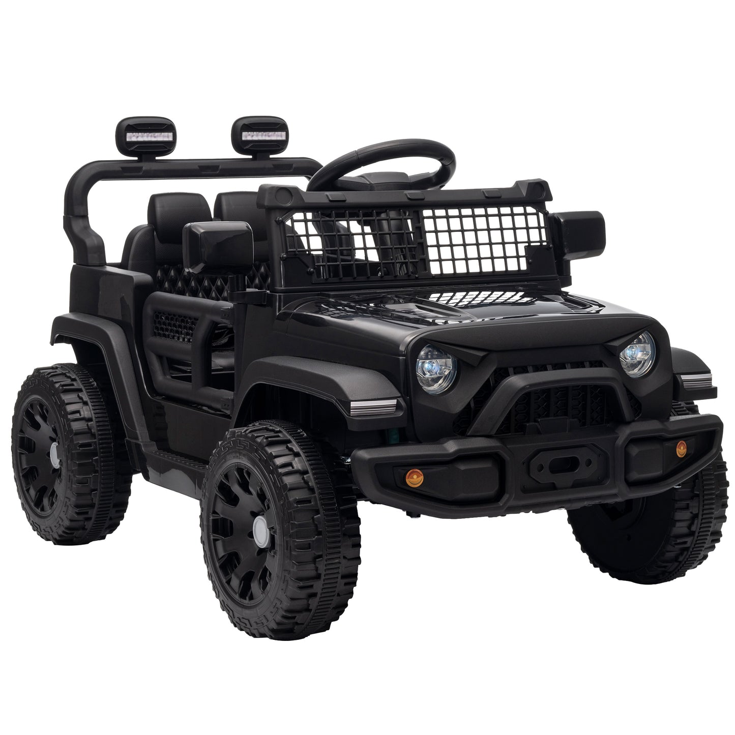 AIYAPLAY 12V Electric Car for Kids with Remote, Dual Motors, Rear Suspension, Soft Start, Music, Lights for 3-8 Years, Black
