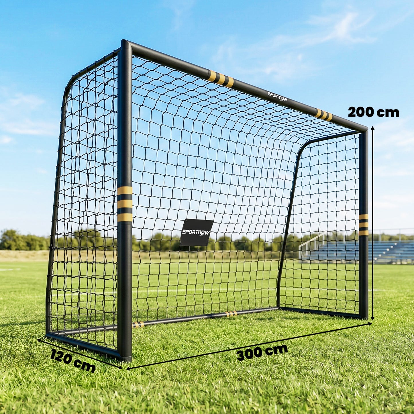 SPORTNOW Football Goal, 10 x 6.5ft Football Net with Ground Stakes, EPE Foam Padding and Metal Frame, Easy Assembly, Yellow