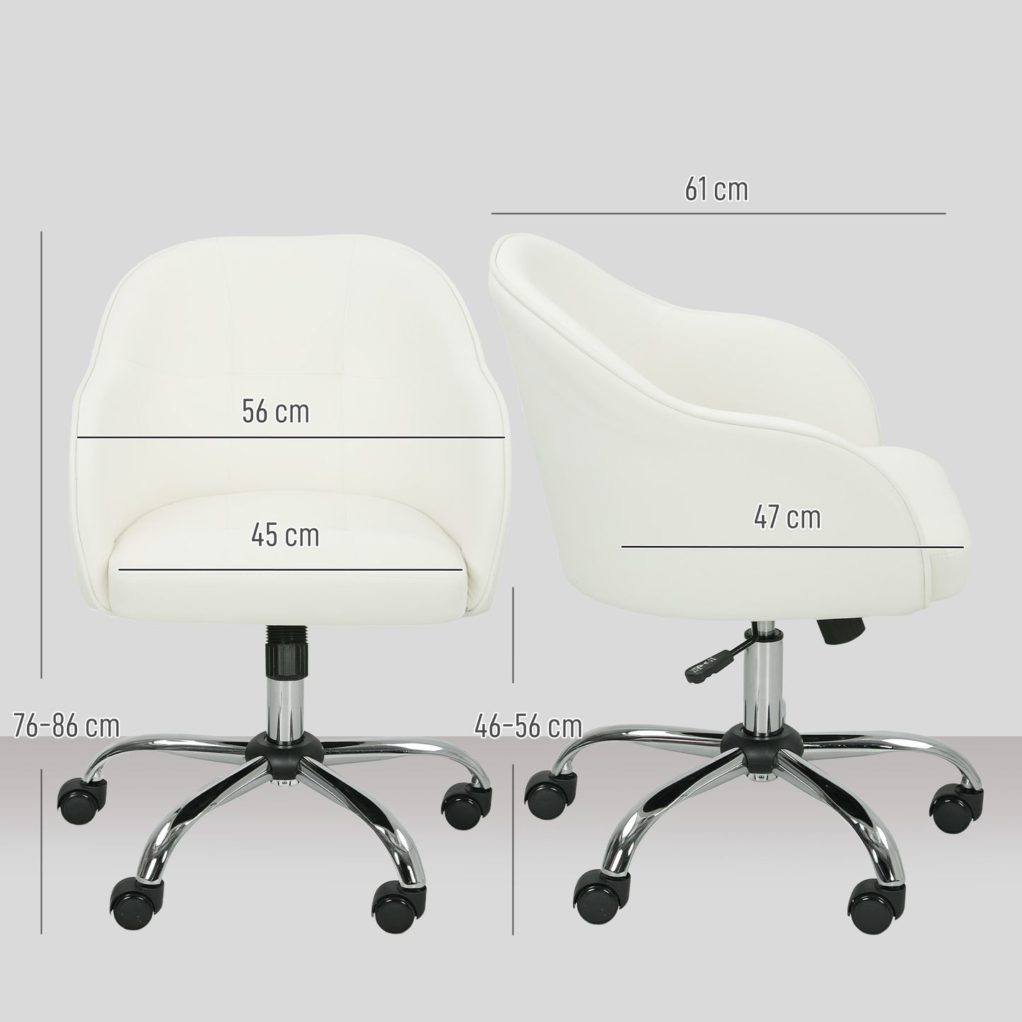 HOMCOM 46-56 cm Velvet-feel Office Chair - Cream