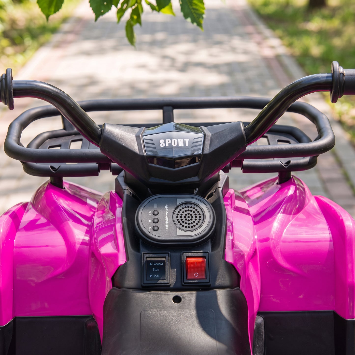 AIYAPLAY 12V Kids Electric Quad Bike, Ride on ATV with Dual Motors, Soft Start, Storage, Music, Lights for 3-8 Years, Pink
